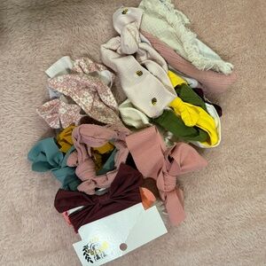 Assorted Colorful Kids Headbands and Bibs Set with Mushie Blanket